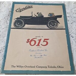 Vintage Overland Model 75 Automobile Brochure 1910s Advertising Catalog